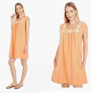 Faherty Luana boho embroidered cotton dress size large